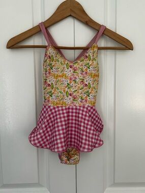 Sweet Honey girls Morgan Skirted Swimsuit one piece in Happy Yellow 5 year -flaw